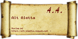 Alt Aletta névjegykártya